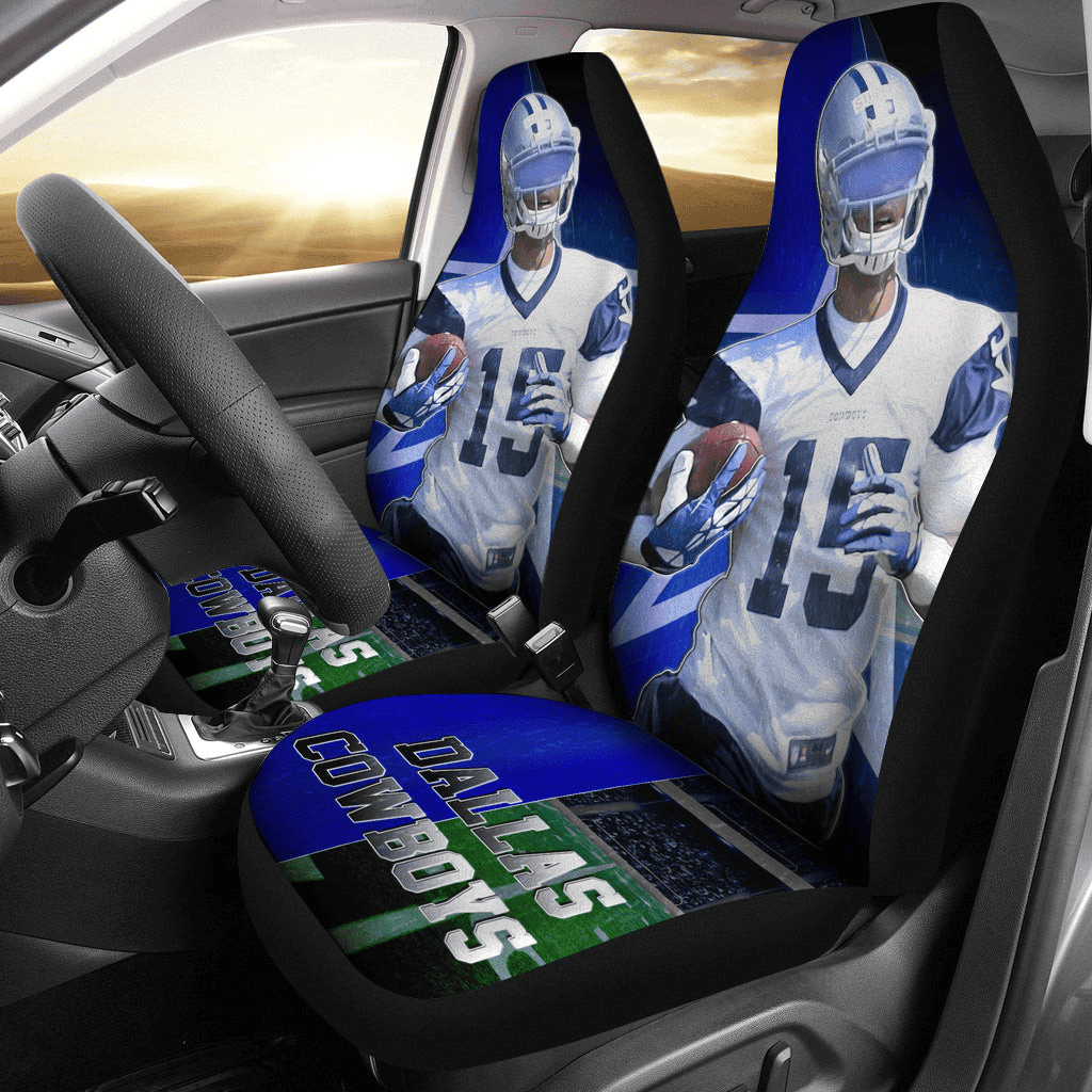 Dallas Football Cowboys American Player Holding Rugby Ball Car Seat Cover Set CSC2210