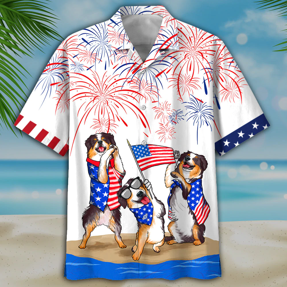 Bernese Mountain Dogs Shirts – Independence Day Is Coming, Men’S Usa Patriotic Hawaiian Shirt