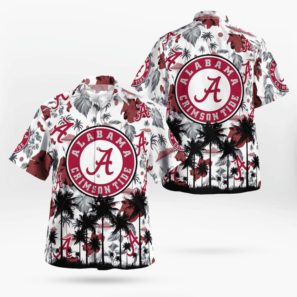 Alabama Crimson Tide Ncaa Palm Tree And Leaves Team Logo 3D Hawaiian Shirt