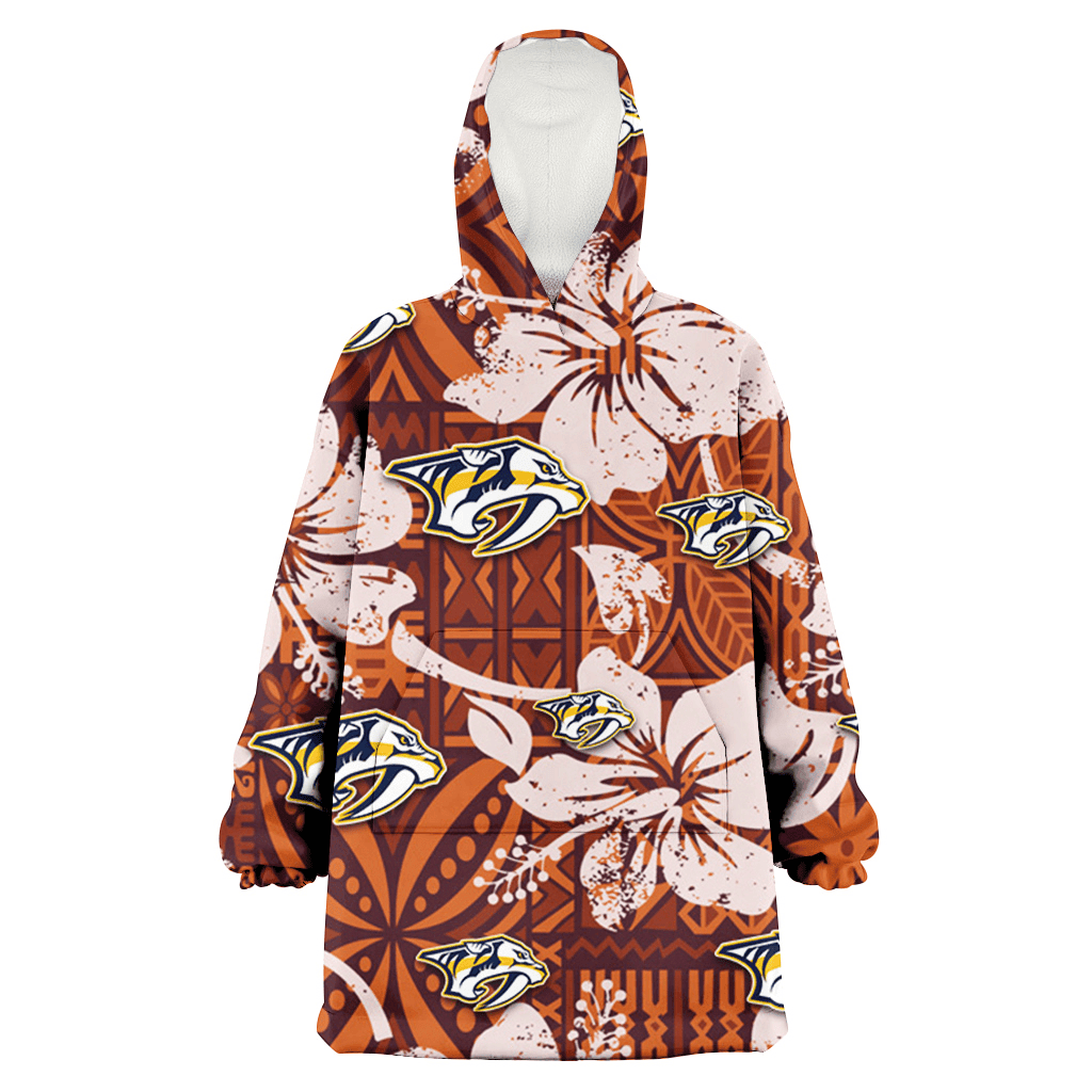 Nashville Predators Bisque Hibiscus Brown Pattern 3D Printed Hoodie Blanket Snug Hoodie