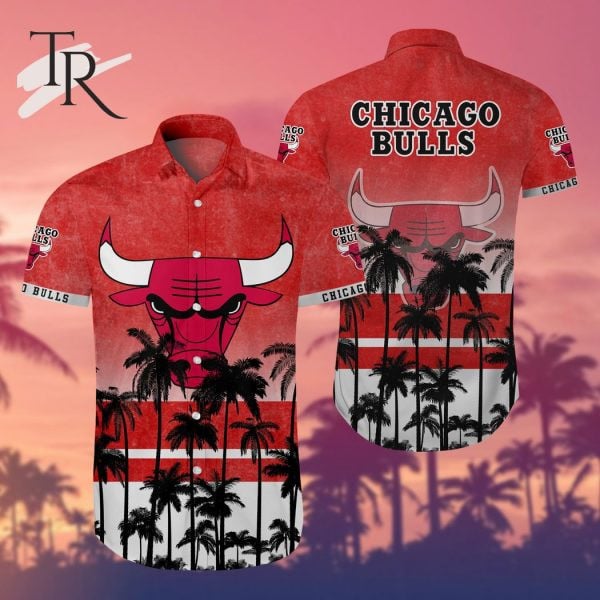 Nba Chicago Bulls Tropical Palm Trees Pattern Team Logo 3D Hawaiian Shirt