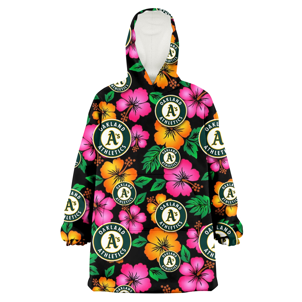 Oakland Athletics Pink Orange Black Background 3D Printed Hoodie Blanket Snug Hoodie