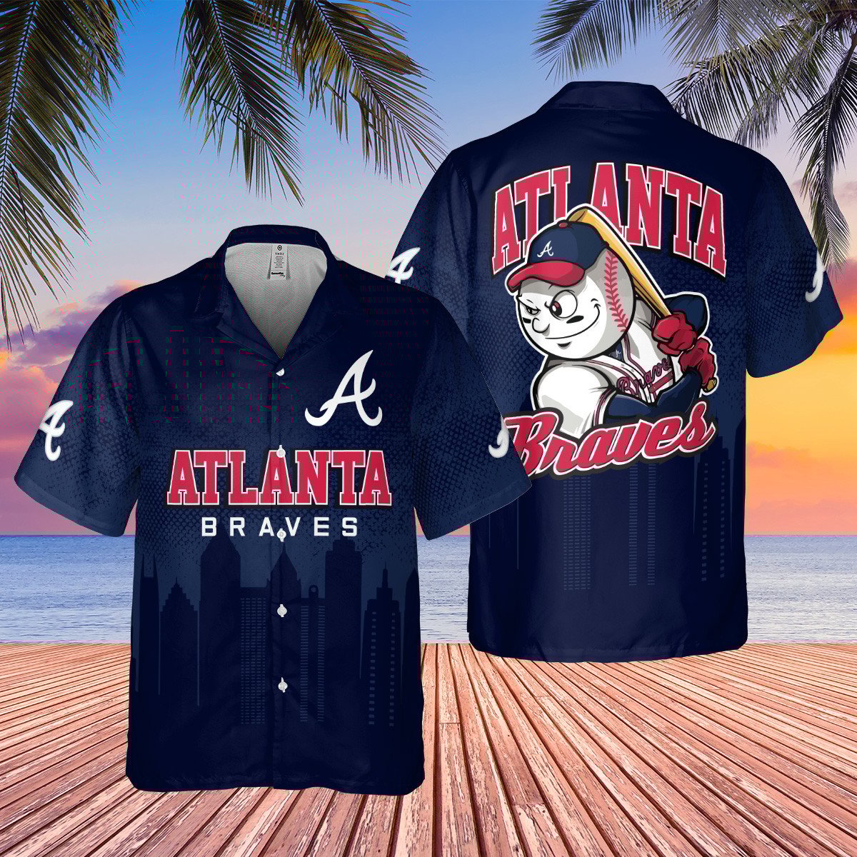 Atlanta Braves Mlb Mascot Logo City Edition 3D Hawaiian Shirt