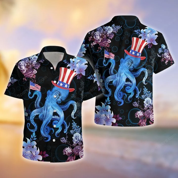 Ocean – Octopus 4Th July Tropical Hawaiian Shirt, Summer Gift, Hawaiian Shirts For Men, Aloha Beach Shirt