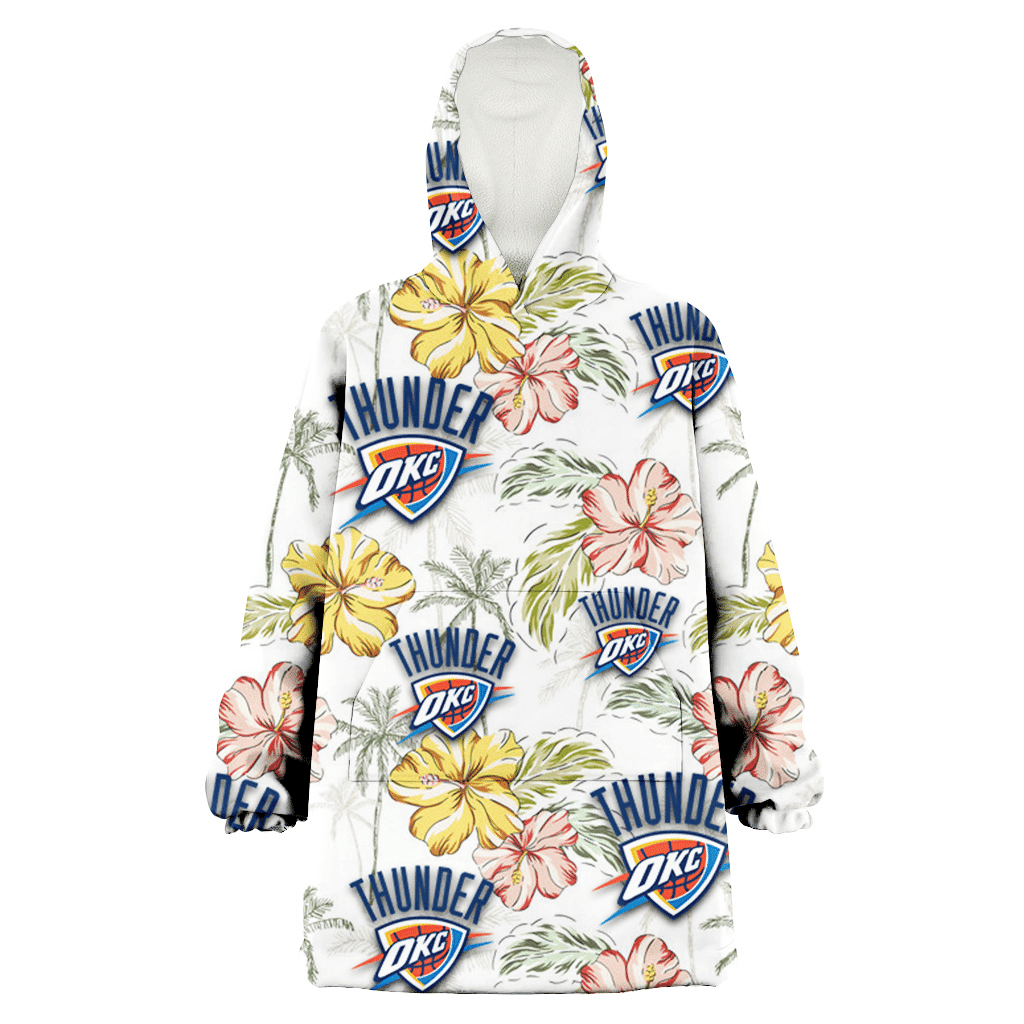 Oklahoma City Thunder Sketch Red Yellow Coconut Tree White Background 3D Printed Hoodie Blanket Snug Hoodie