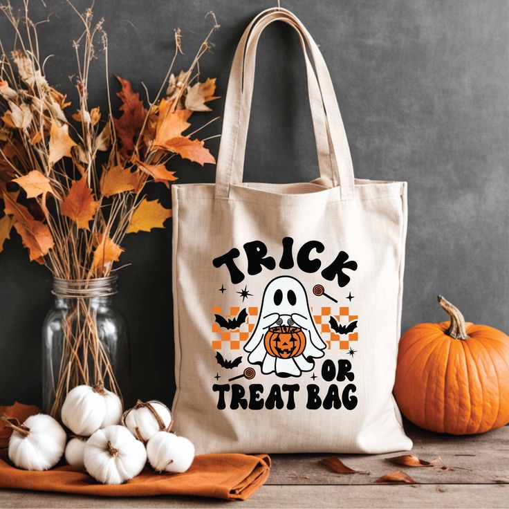 Treat or Treat Bag, Kids Trick or Treat Bag, Halloween Tote Bag, Halloween Treat Bag, Halloween Candy Bag, Cute Halloween Bag, Best Tote Bags Ideas, Cute Tote Bags Ideas, Tote Bag Design Ideas, Girls Tote Bag, Best Canvas Tote Bags Ideas