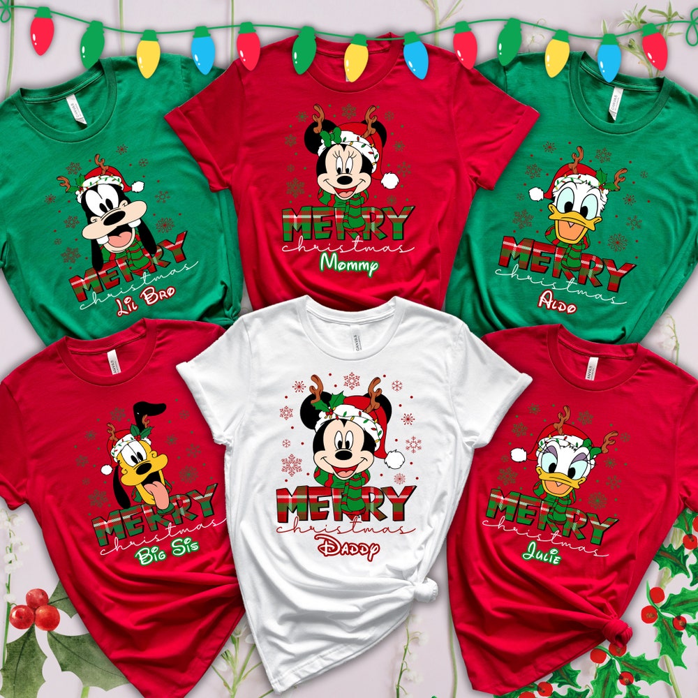 Custom Disney Family Christmas Shirt, Matching Christmas Tees, Personalized Disney Character Christmas Shirt, 2024 Mickey’S Very Merry Shirt Prowallart Shop