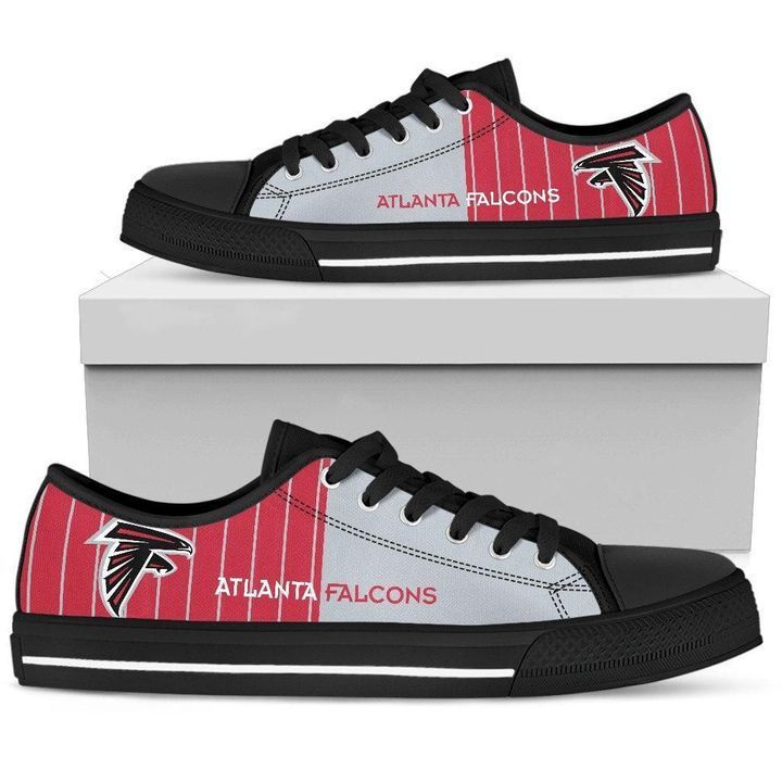 Simple Design Vertical Stripes Atlanta Falcons Low Top Shoes For Men And Women Custom Canvas Shoes Low Top Canvas Shoes Fashion24Hs