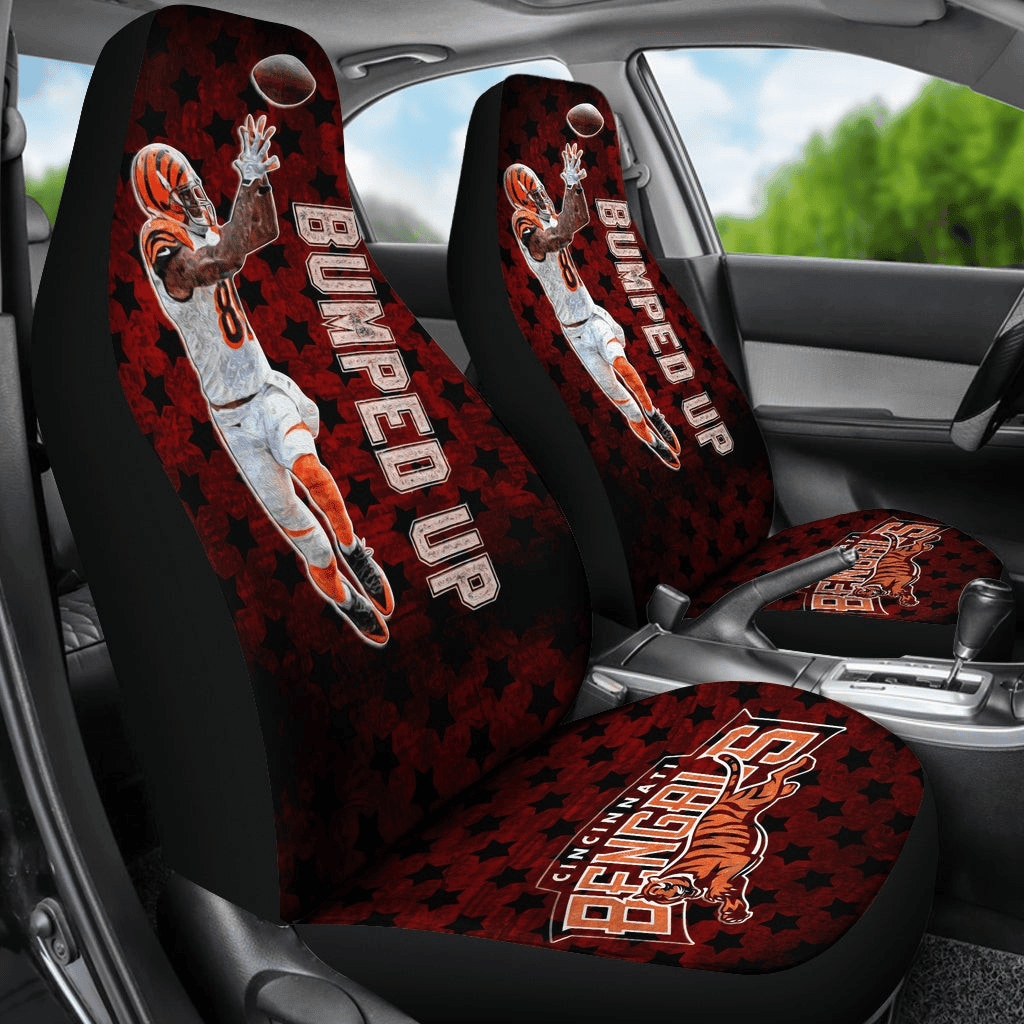 Cincinnati Bengals American Football Team Car Seat Cover Set Jerome Simpson Running For Rugby Ball And Bumped Up Seat Covers CSC3716