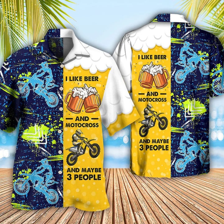 Beer I Like Beer And Motocross Unisex Hawaiian Shirt, Beach Shirt