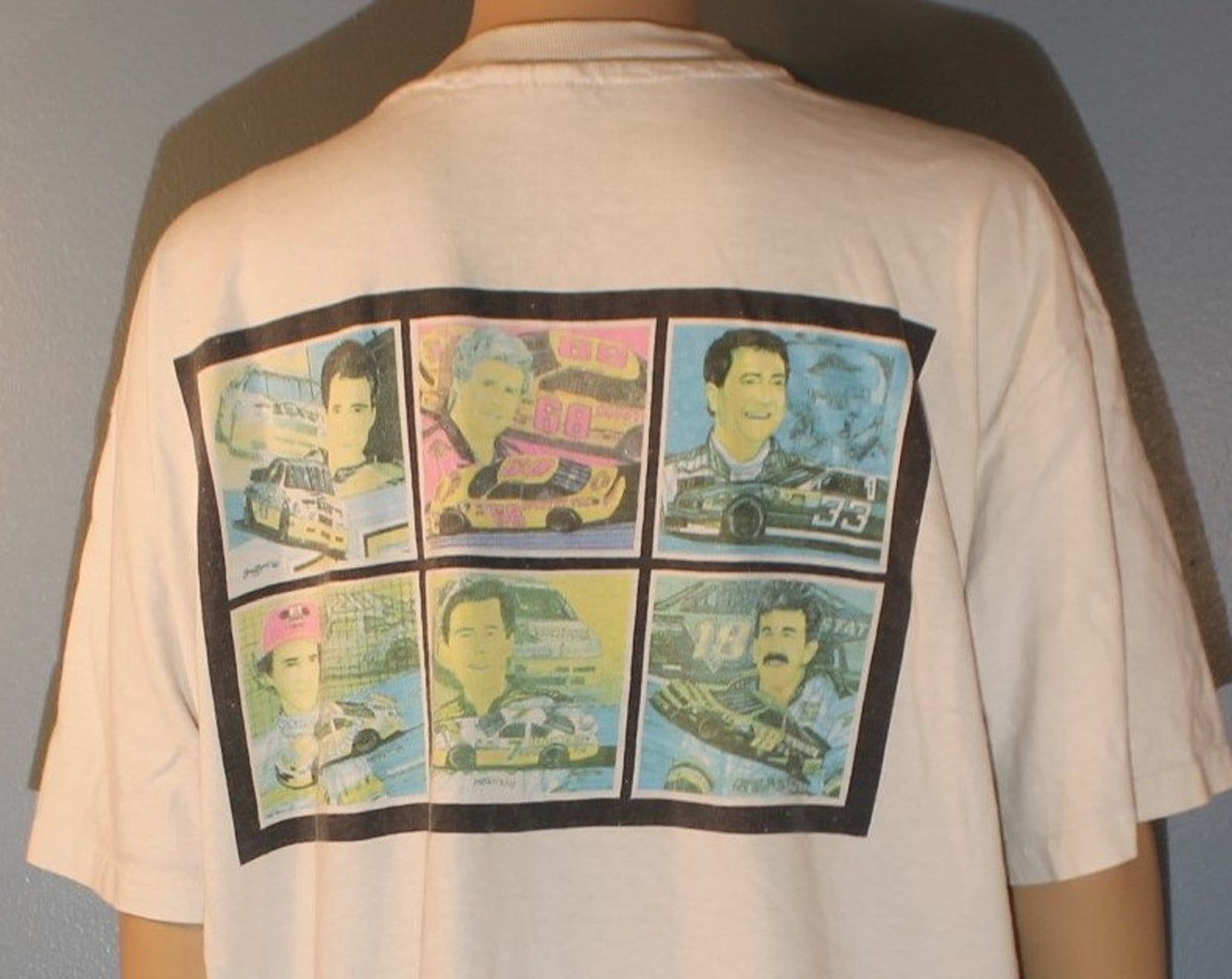 Rare Vintage 1990’S Nascar County Time Lemonade Davey Allison 68 Harry Gant 33 Bobby Labonte 18 Gray Racing Crew T-Shirt