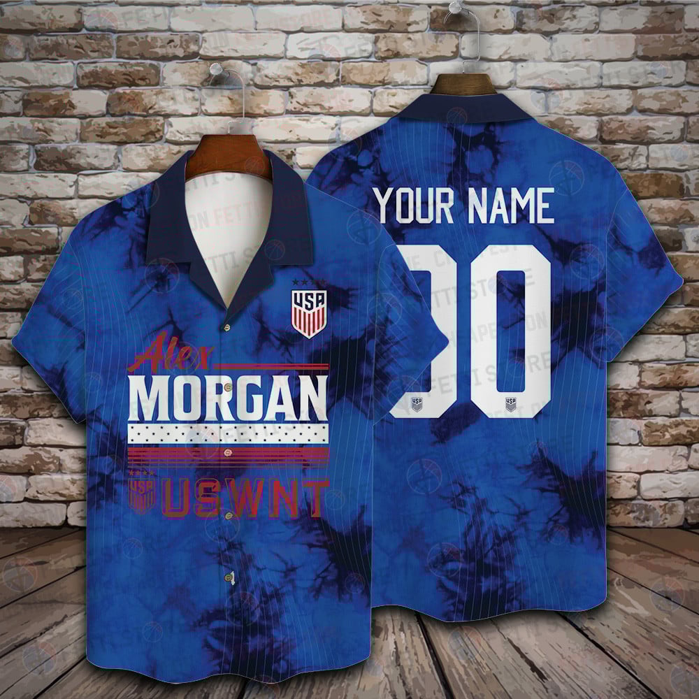 Custom Name Number Alex Morgan Uswnt 2023 Blue Hawaiian Shirt