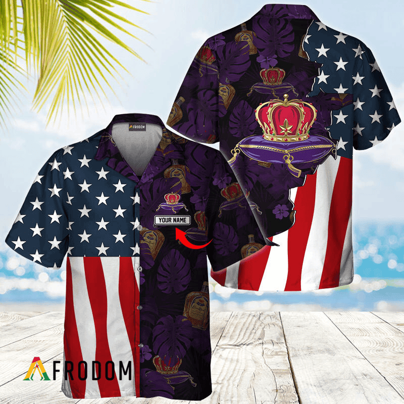 Personalized Tropical Vibes American Flag Crown Royal Hawaiian Shirt