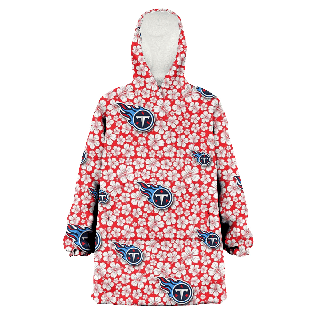 Tennessee Titans Tiny White Hibiscus Pattern Red Background 3D Printed Hoodie Blanket Snug Hoodie