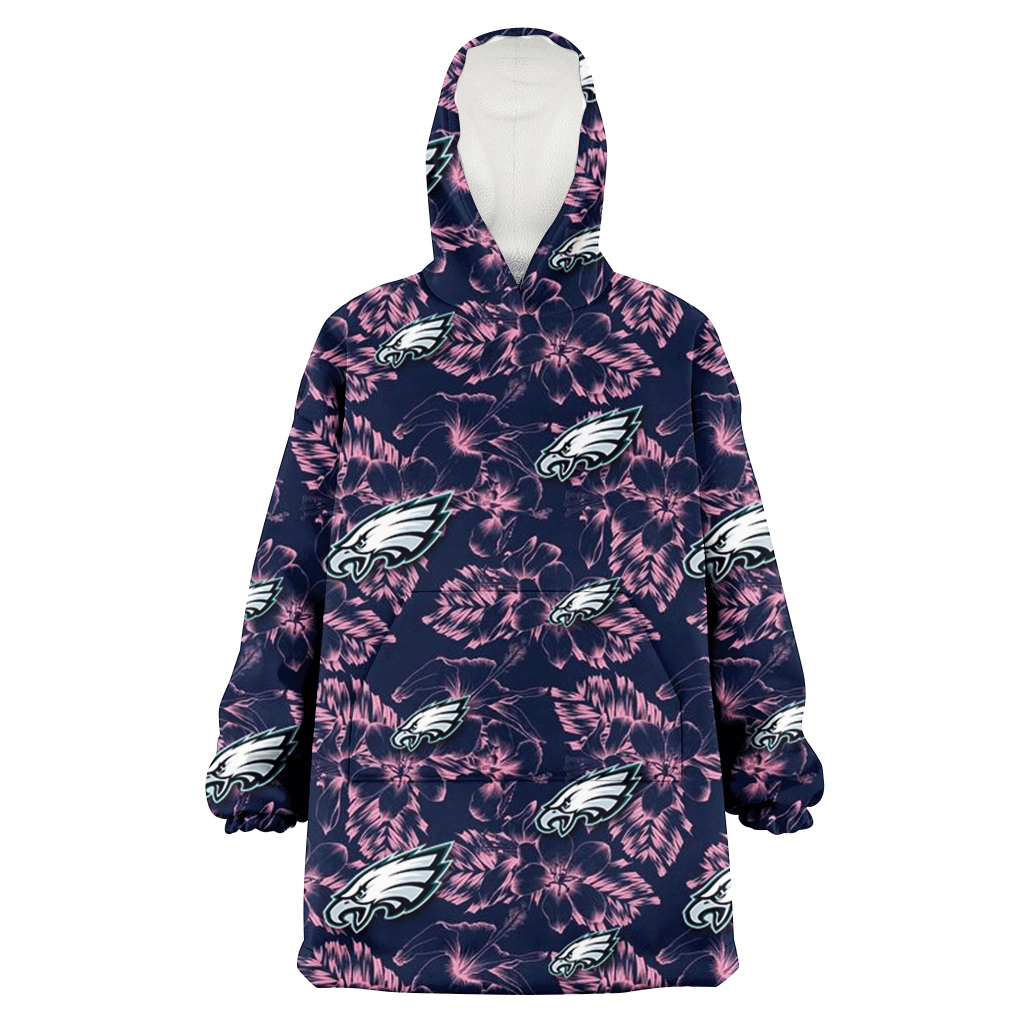 Philadelphia Eagles Thistle Sketch Hibiscus Dark Slate Blue Background 3D Printed Hoodie Blanket Snug Hoodie