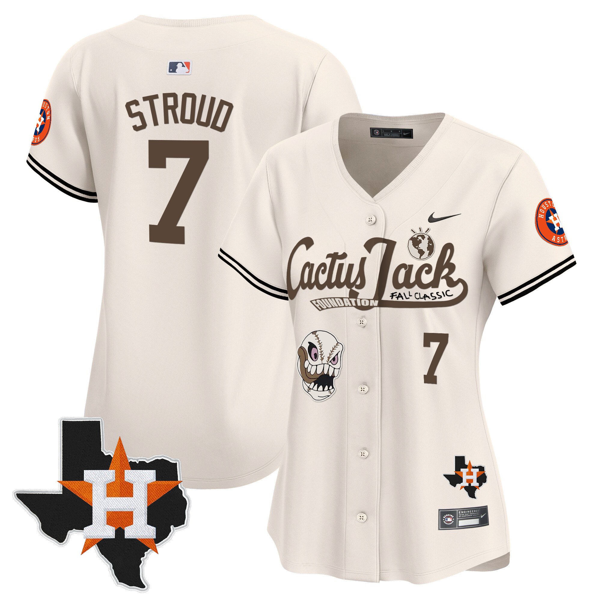 Women’S Houston Astros Cactus Jack Patch Vapor Premier Limited Jersey V8 – Stitched