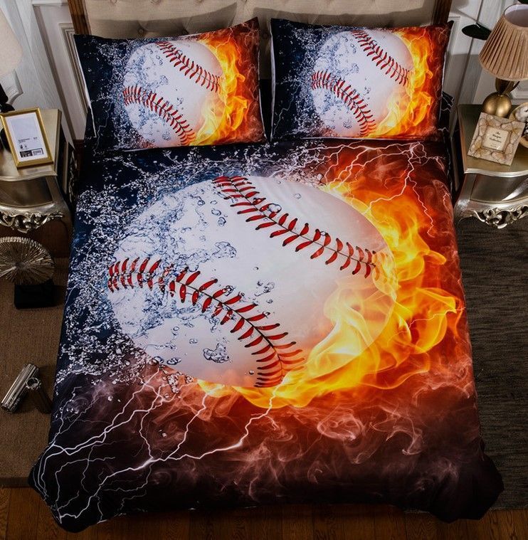 3D Baseball On Fire And Water Cotton &hellip;