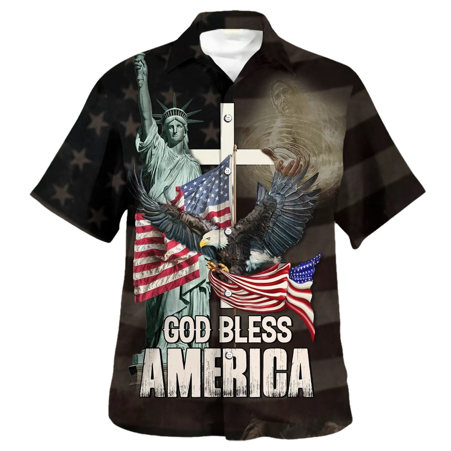 God Bless American Jesus Eagle Hawaiian Shirt – Christian Hawaiian Shirt – Religious Hawaiian Shirts