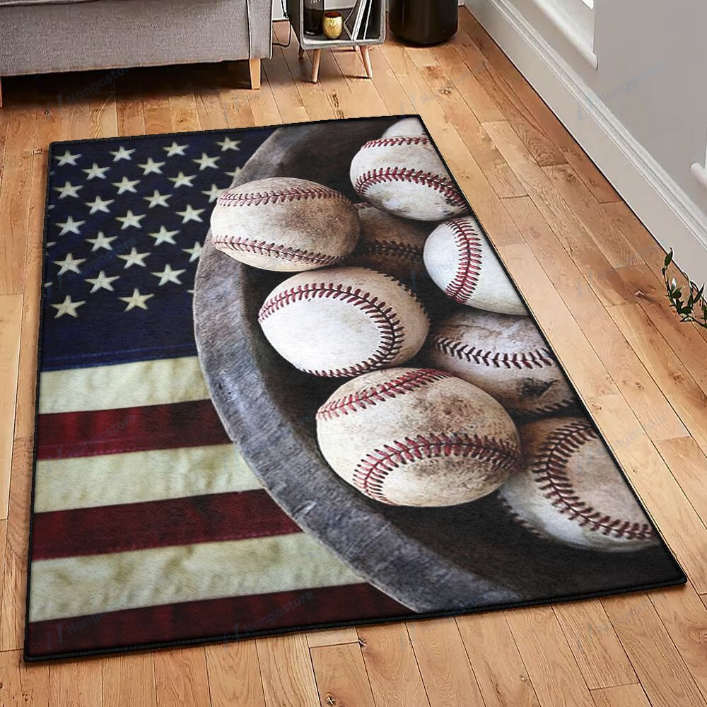 Patriotic Large Baseball American Area Rectangle Rugs Carpet Living Room Bedroom Availablerug Store