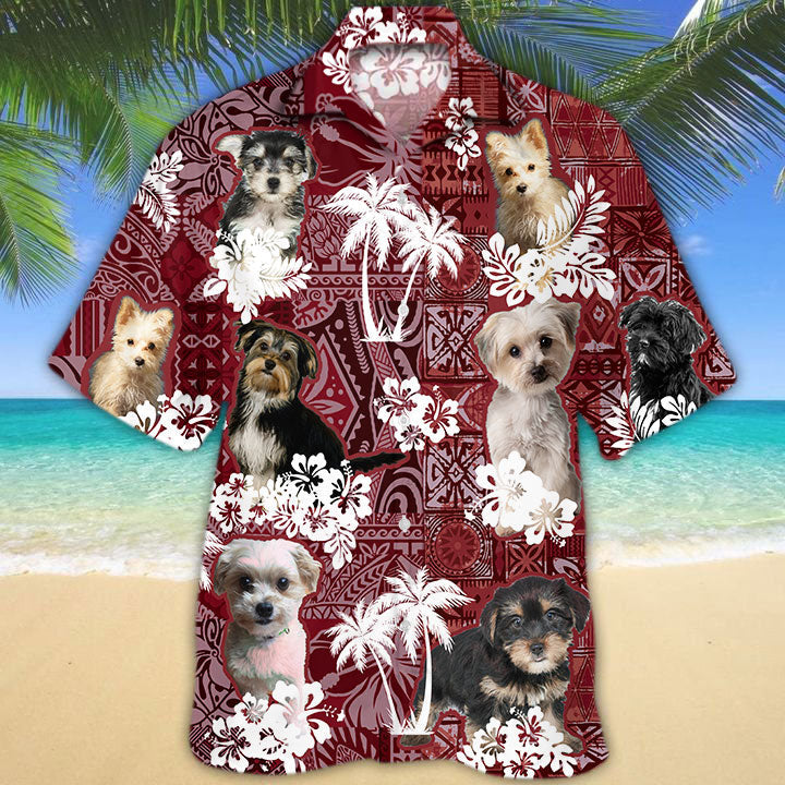 Morkie Hawaiian Shirt, Dog Printed Hawaiian Summer Shirts