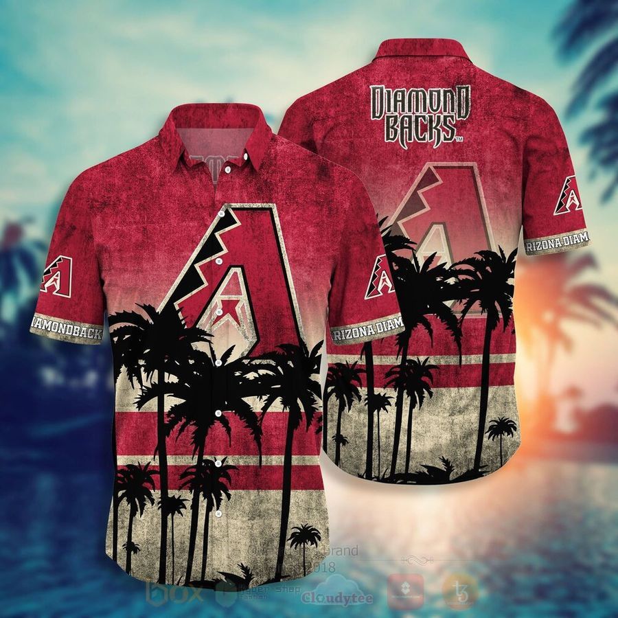 Mlb Arizona Diamondbacks Red Gold Palm Trees Hawaiian Shirt