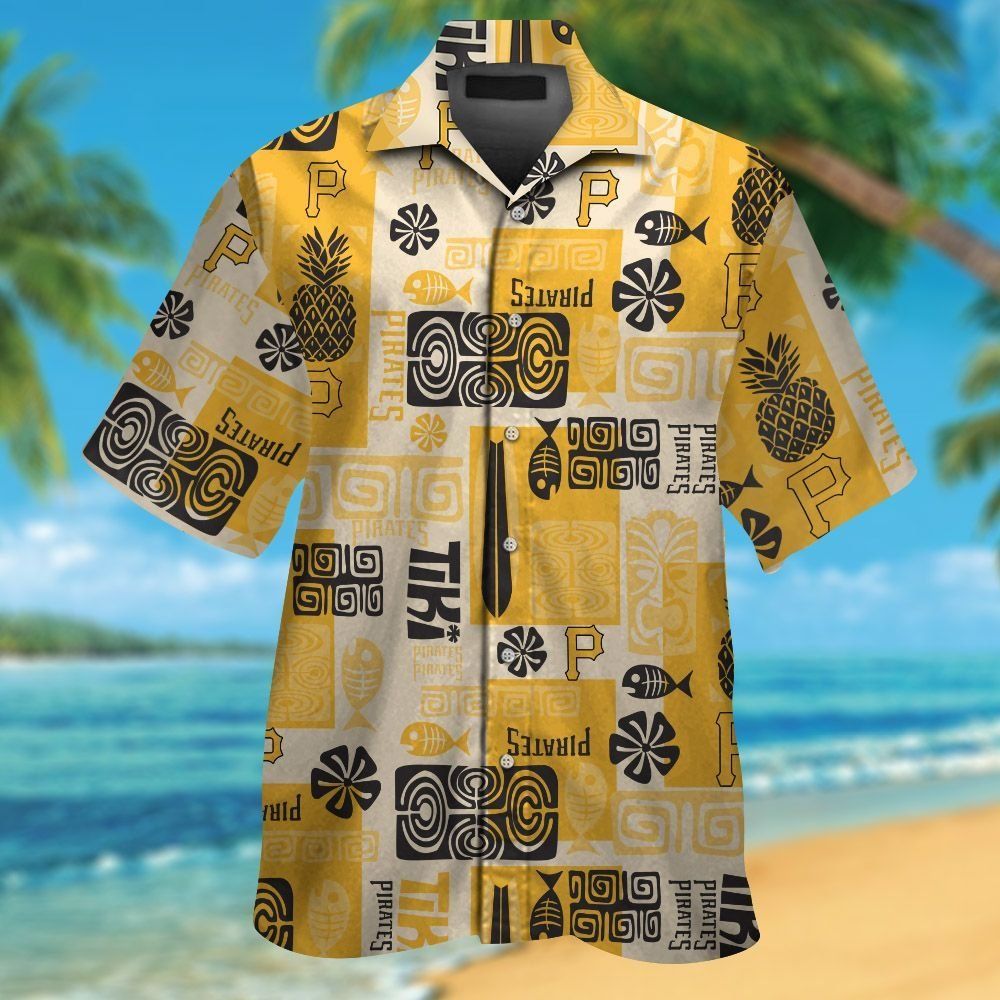 Pittsburg Pirates Short Sleeve Button Up Tropical Hawaiian Shirt Ver05