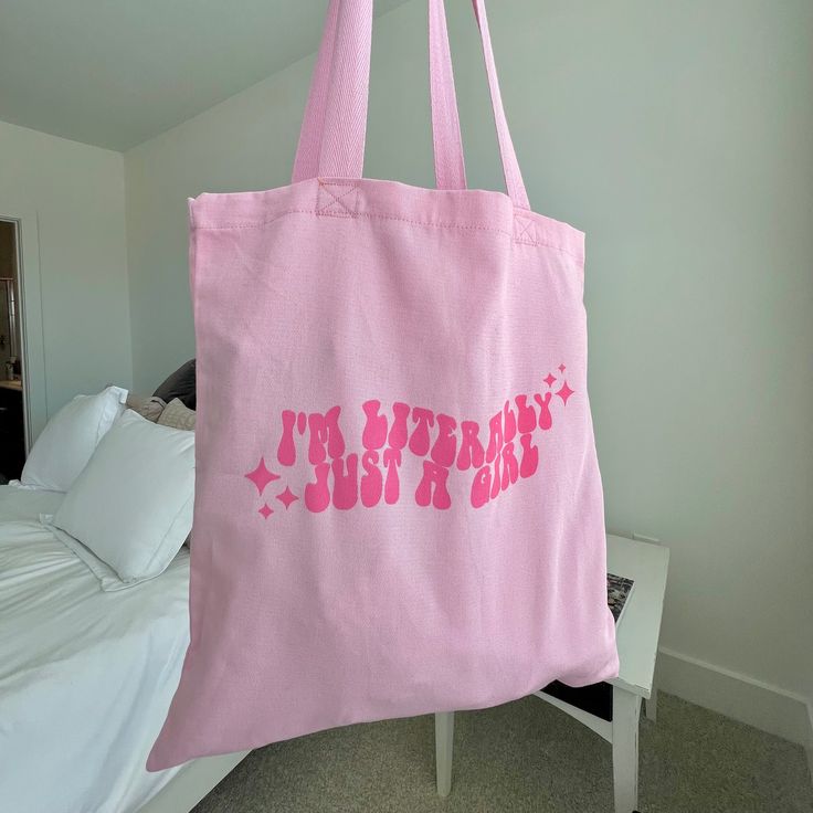 Im Literally Just a Girl Tote Bag, Best Tote Bags Ideas, Cute Tote Bags Ideas, Tote Bag Design Ideas, Girls Tote Bag, Best Canvas Tote Bags Ideas