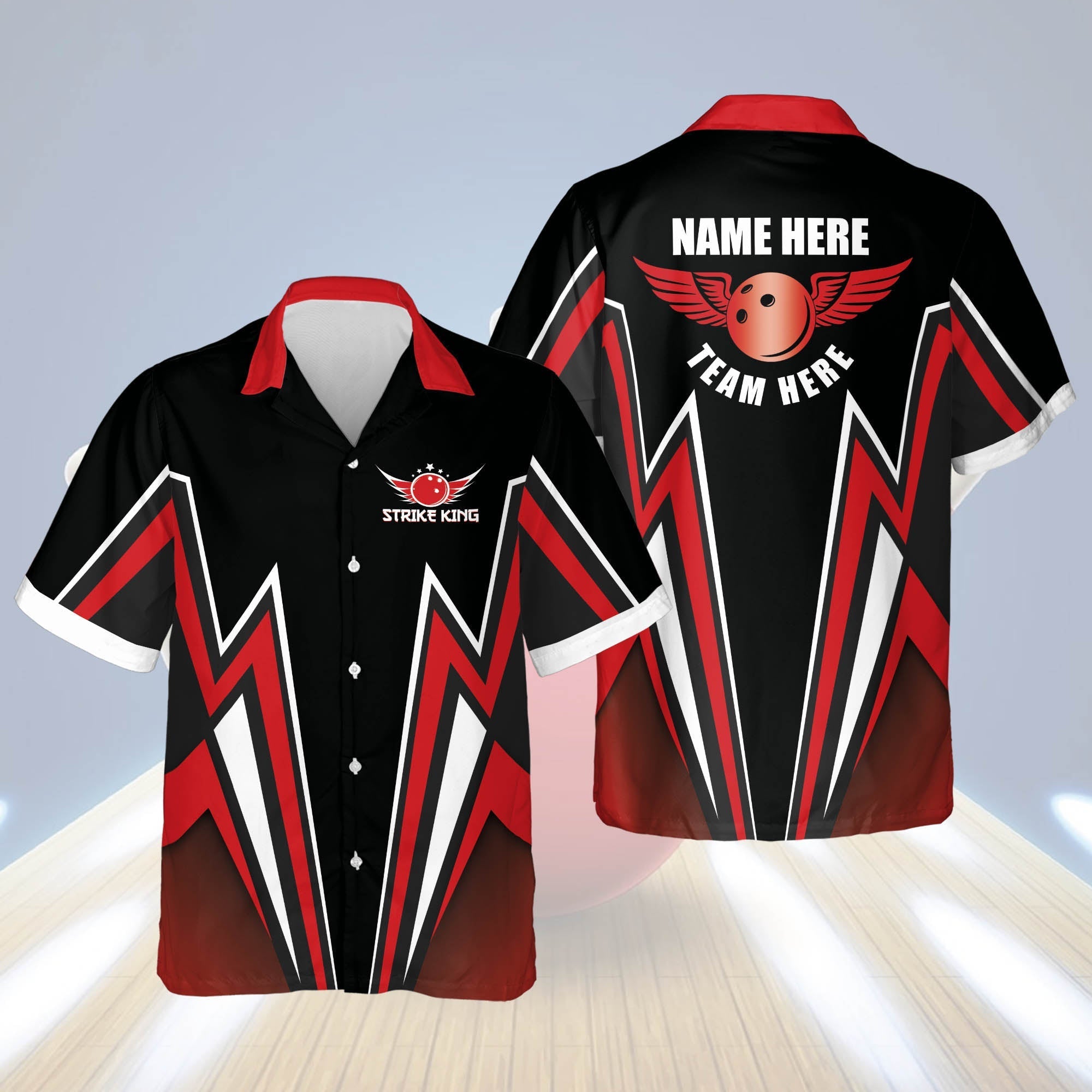 Strike King Bowling Button-Down Bowling Hawaiian Shirt, Summer Gift For Bowling Team Shirt