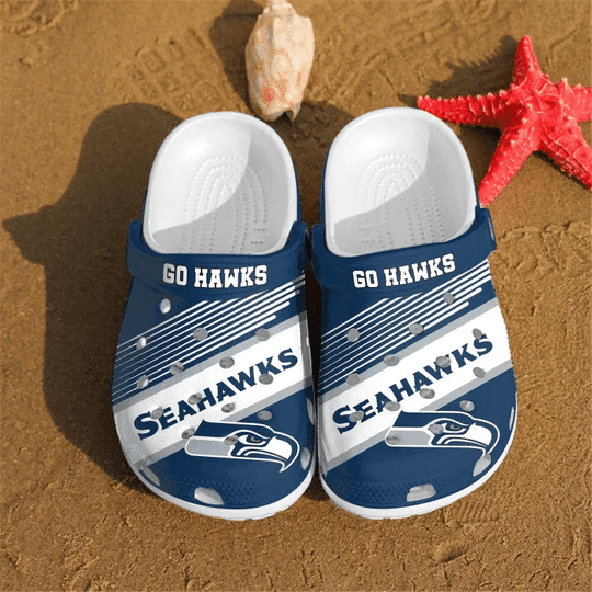 Seattle Seahawks Go Hawks Crocss Classic Clogs Shoes In Blue Ver123