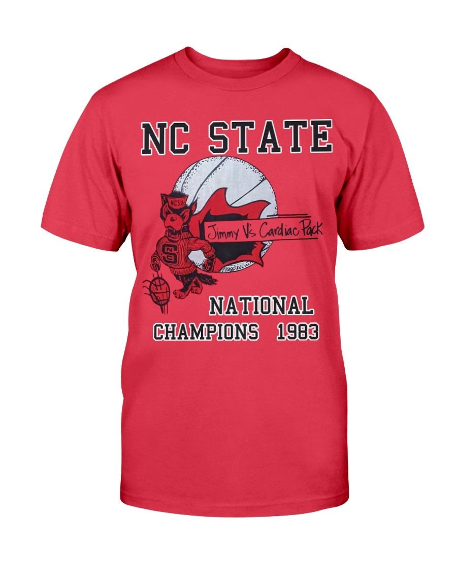 Rare Vintage North Carolina State Wolfpack 1983 National Champions Shirt Jimmie V Cardiac Pack Basketball Champions T Shirt 083121