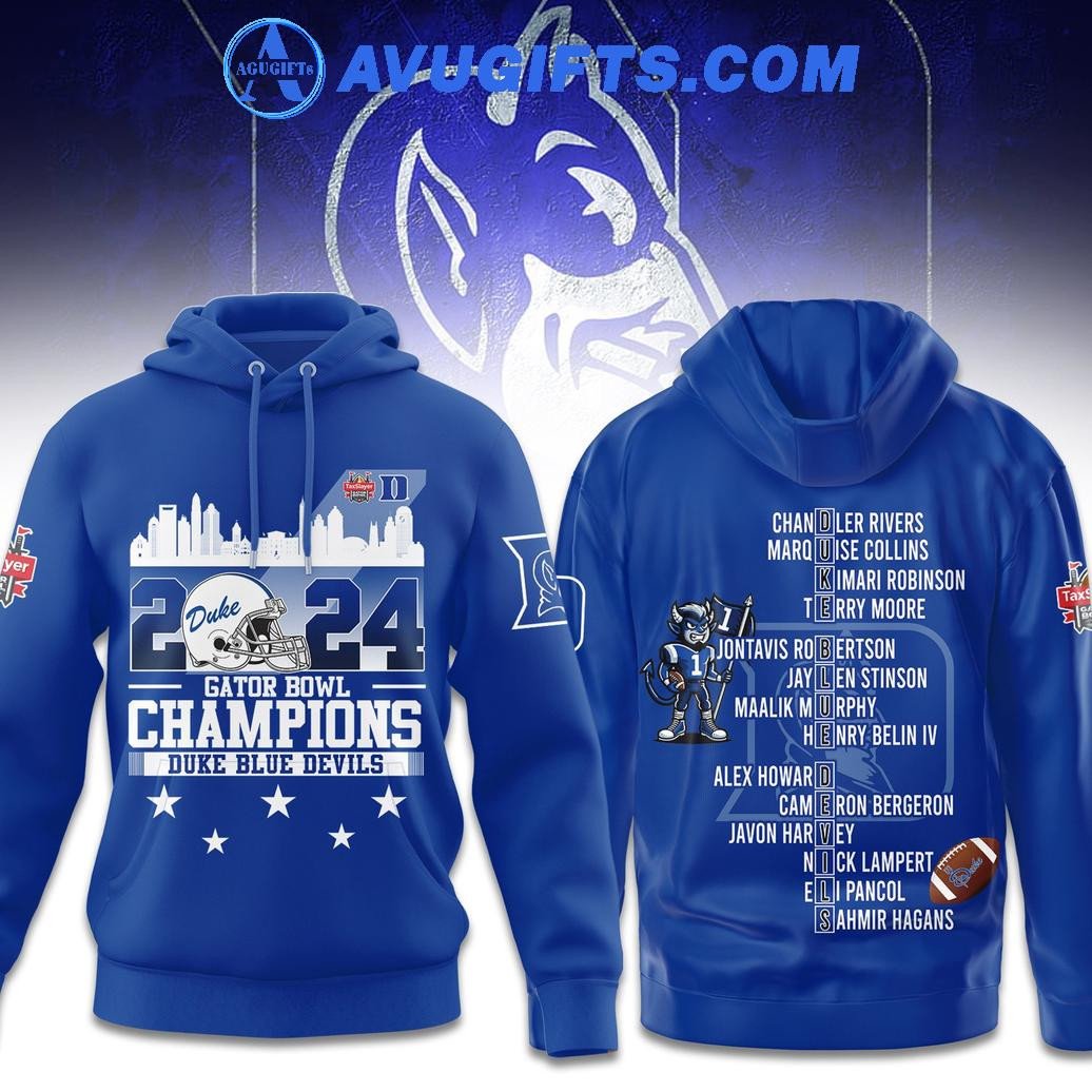 Duke Blue Devils Football 2024 Gator Bowl Champions Hoodie – Zip Hoodie 3D Aop Shirt