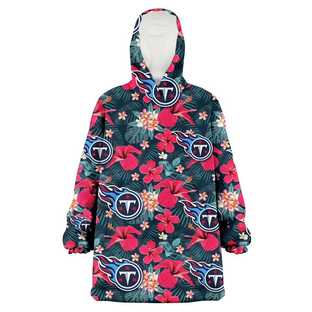 Tennessee Titans Tiny Red Hibiscus White Porcelain Flower Black Background 3D Printed Hoodie Blanket Snug Hoodie