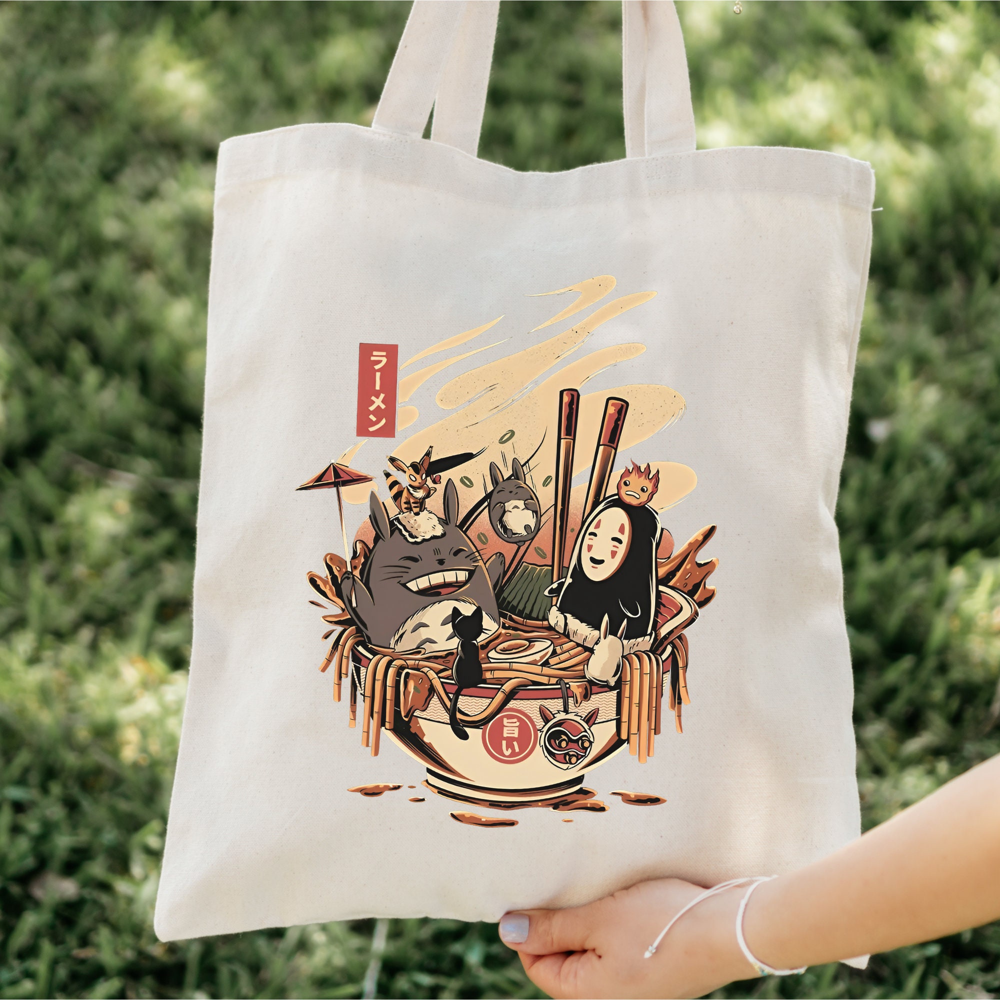 Ghibli Inspired Ramen Cotton Canvas Tote Bag