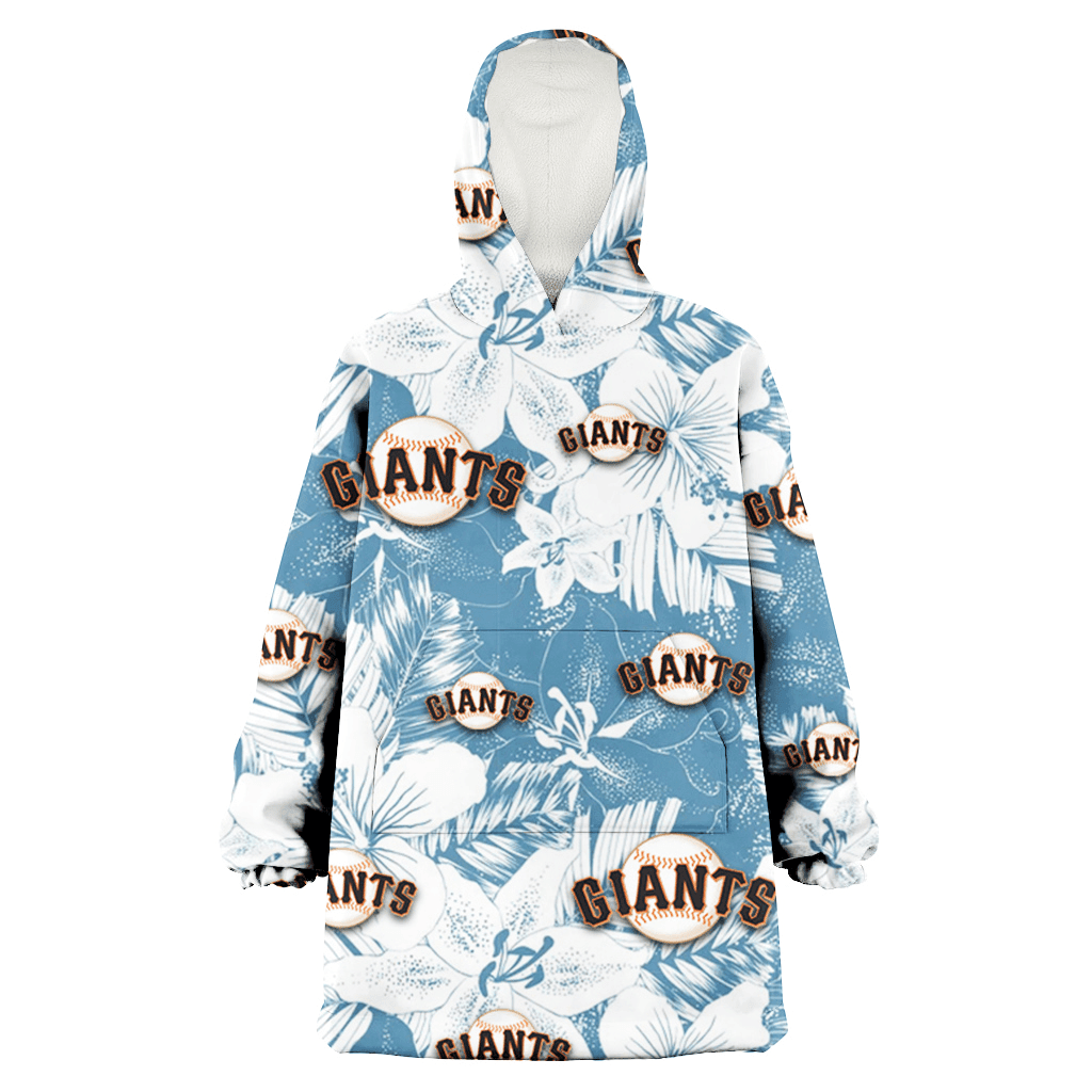 San Francisco Giants White Hibiscus Orchid Light Blue Background 3D Printed Hoodie Blanket Snug Hoodie