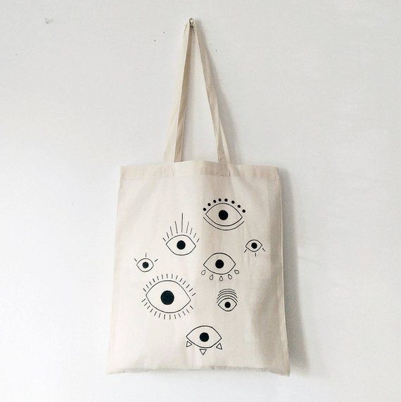 Eyes TOTE BAG, Eco Friendly Bag, Hand Painted, Black Fashion, Personalized Bag, Witchcraft, Gift for Her, Alchemy, Reusable Bag, Evil Eye, Best Tote Bags Ideas, Cute Tote Bags Ideas, Tote Bag Design Ideas, Girls Tote Bag, Best Canvas Tote Bags Ideas