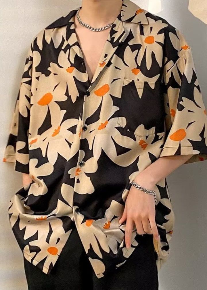 Casual Black Peter Pan Collar Print  &hellip;