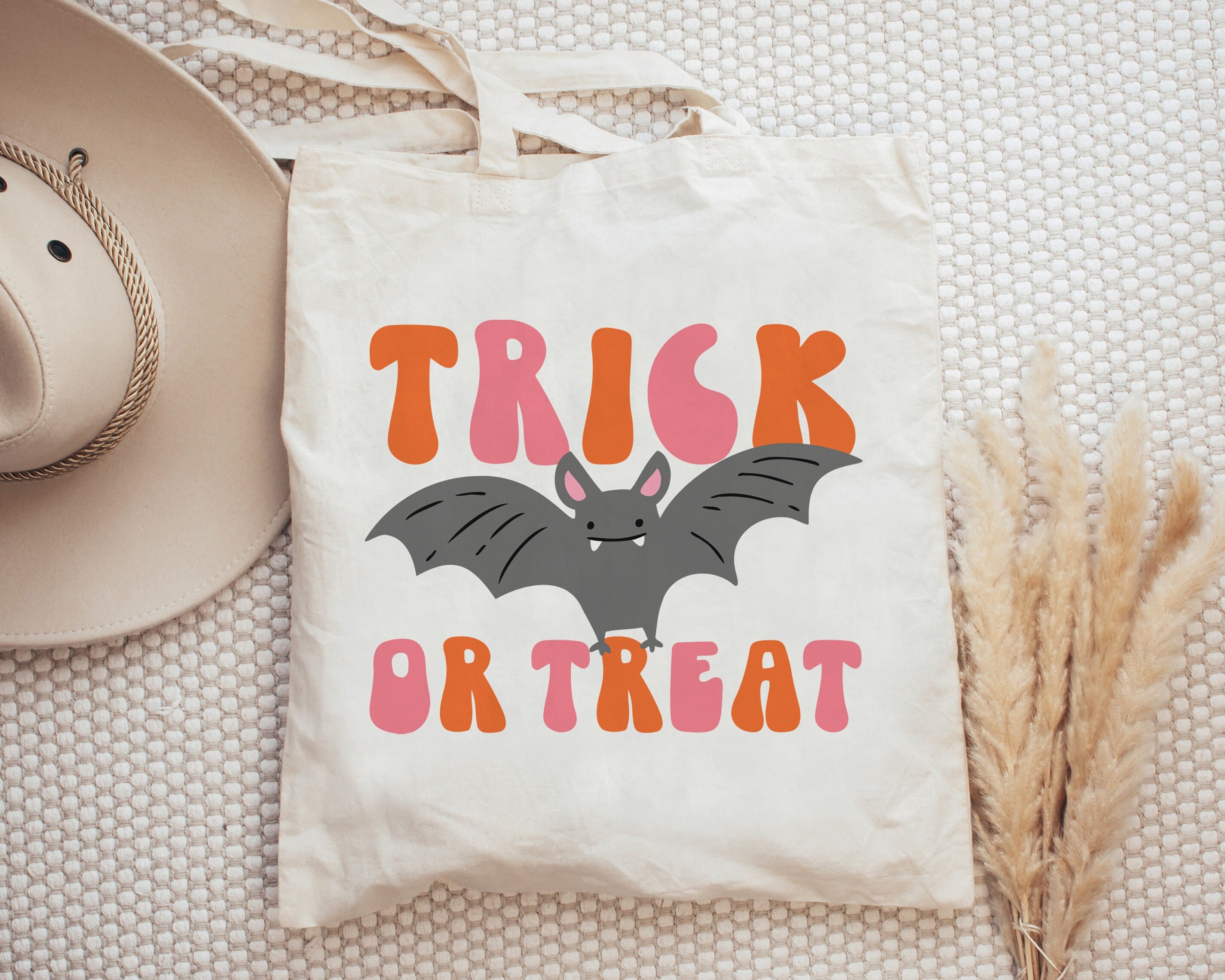 Halloween Trick or Treat Bag Halloween Tote Bag Halloween Candy Bag Kids Candy Bag Kids Treat Bag Halloween Treat Bags for Kids Bat Tote Bag