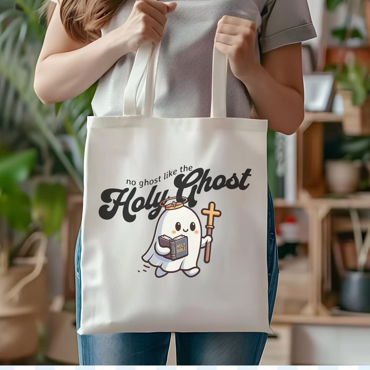 No Ghost like the Holy Ghost Halloween Tote, Funny Christian Tote, Trunk or Treat Bag, Cute not Creepy Candy Bag, Best Tote Bags Ideas, Cute Tote Bags Ideas, Tote Bag Design Ideas, Girls Tote Bag, Best Canvas Tote Bags Ideas