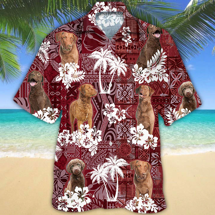 Chesapeake Bay Retriever Red Hawaiian Shirt, Gift For Dog Lover Shirts, Animal Summer Shirts, Hawaiian Shirt Men