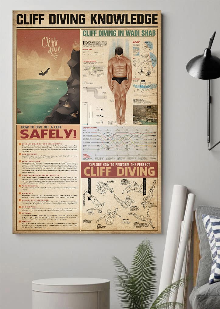 Unframed Poster Wall Art Cliff Diving Knowledge Poster