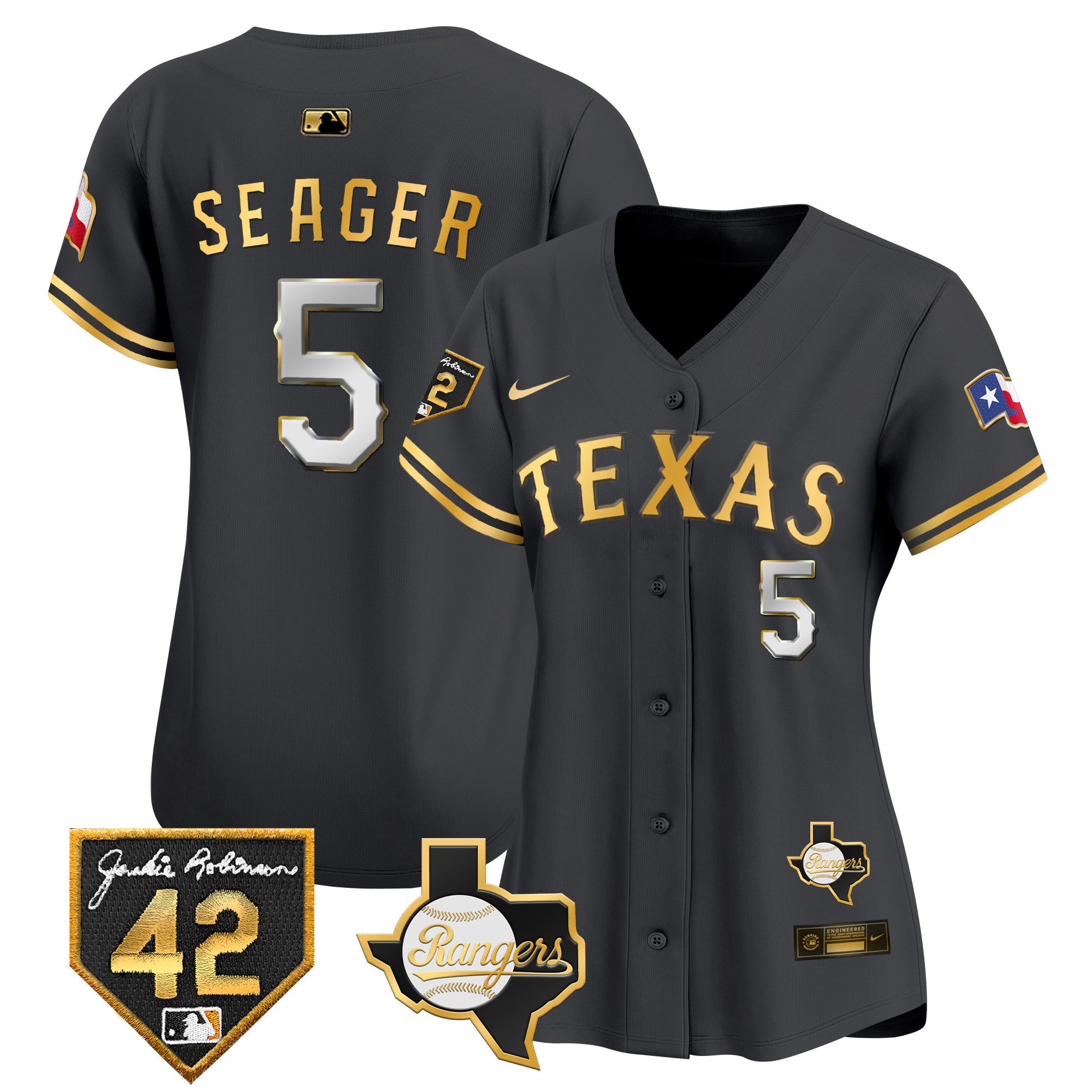 Women’S Texas Rangers 2024 Jackie Robinson Patch Vapor Premier Limited Jersey – All Stitched