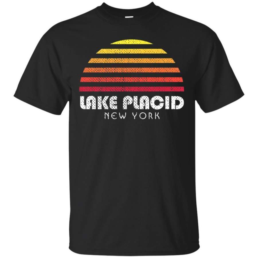 AGR Lake Placid Ny Shirt  Retro Vintage Style Distressed Sunset Jaq T-shirt