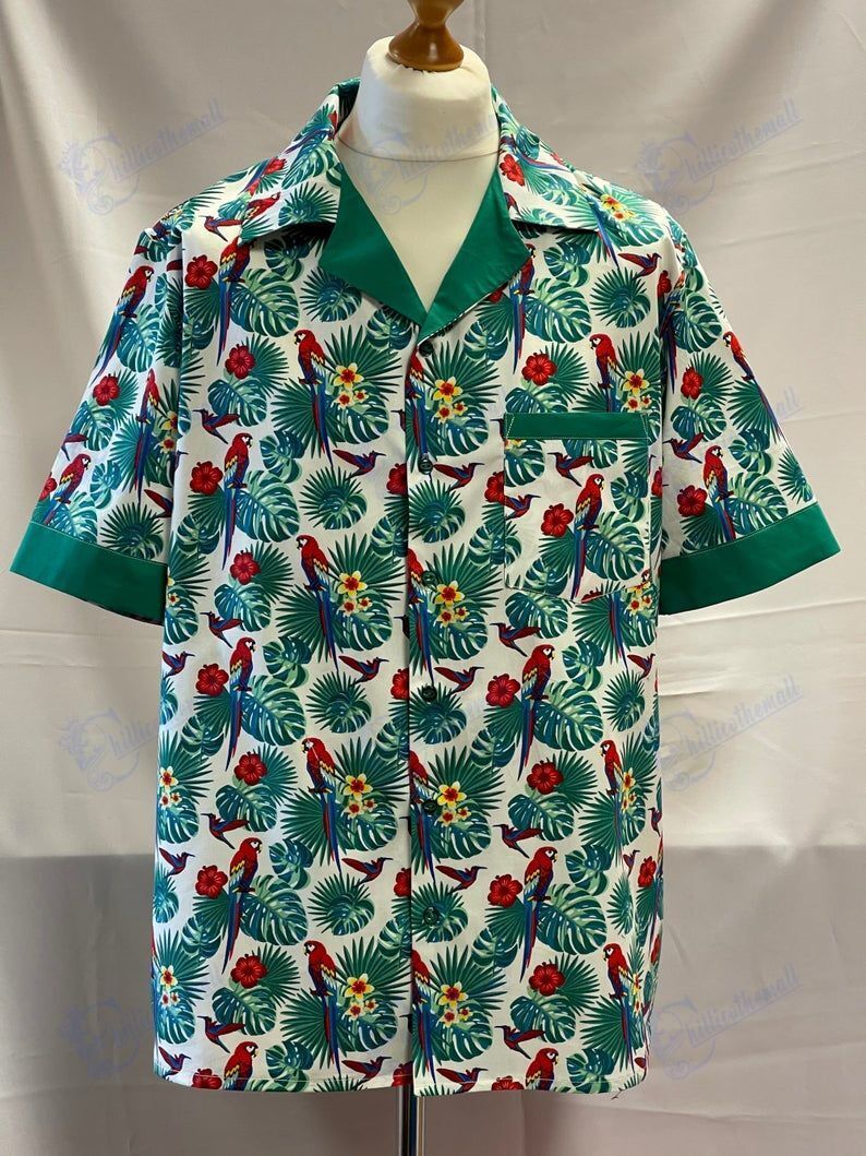 Handmade Retro Cuban Collar Hawaiian &hellip;