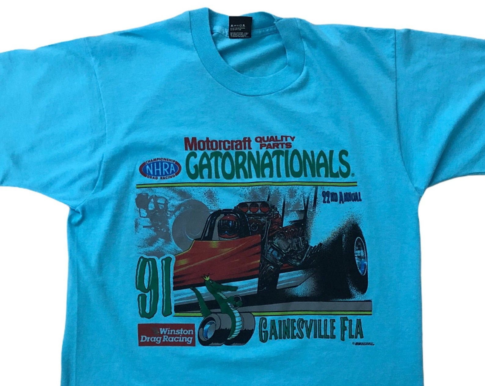 Gatornationals Winston Drag Racing Vintage 1991 Gainesville Florida 90S Nhra Motorcraft Cars Screen Stars Best 50 50 Blue Graphic T-Shirt