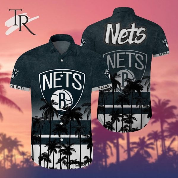 Nba Brooklyn Nets Tropical Palm Trees Pattern Team Logo 3D Hawaiian Shirt