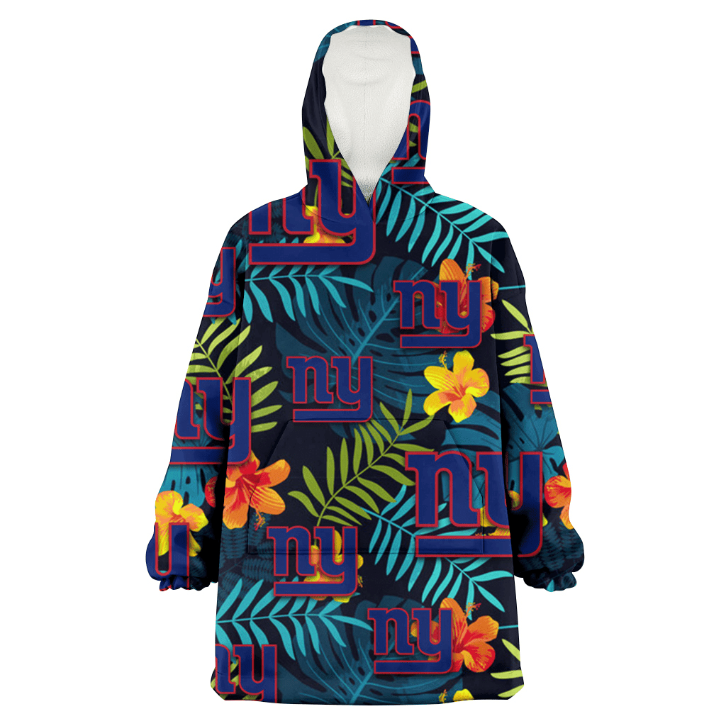 New York Giants Orange Yellow Green Leaf Black Background 3D Printed Hoodie Blanket Snug Hoodie