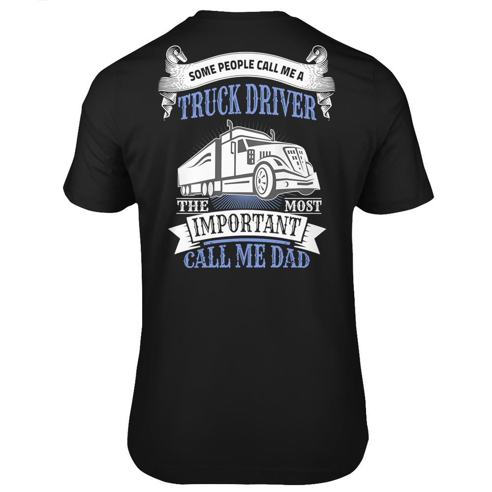 Mens Truck Driver Dad Gift For Father Trucker Back Print Shirt T-Shirt Print On Back T Shirts Print On Back Teesummer