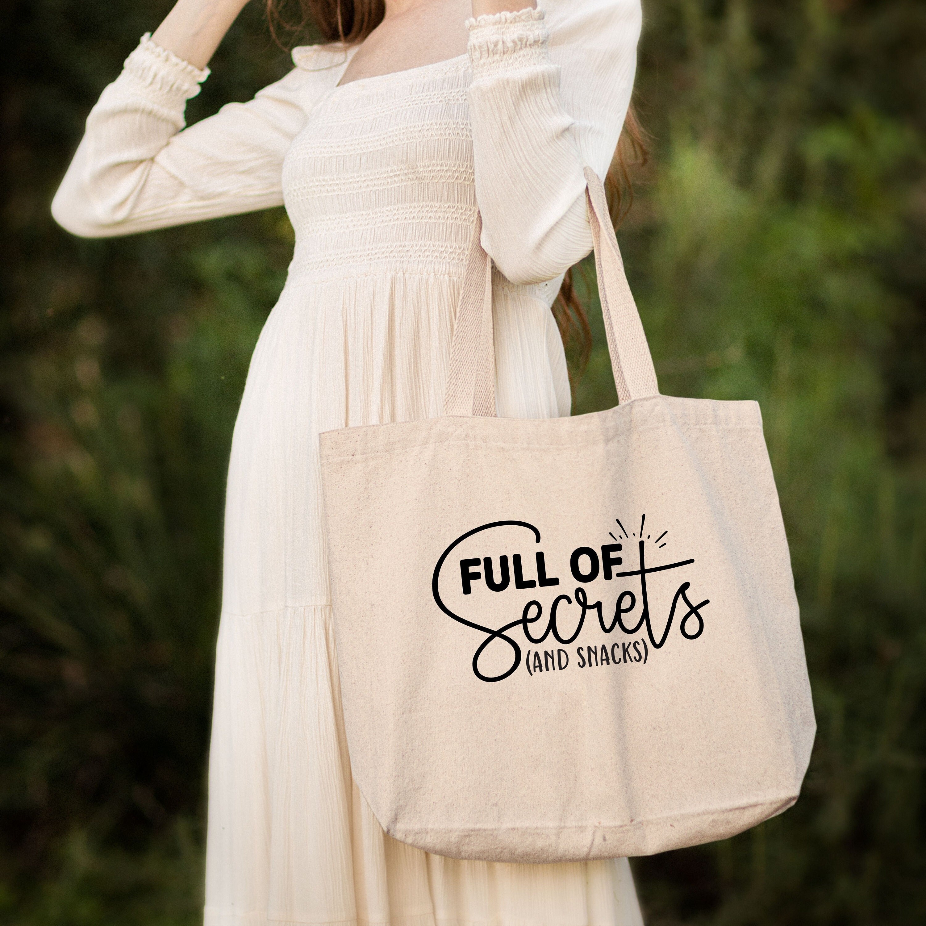 Full Of Secrets And Snacks Tote Bag, Funny Tote Bag, Canvas Shopping Tote Bags, Canvas Shopping Tote Bags, Sarcastic Gift, Gifts For Women