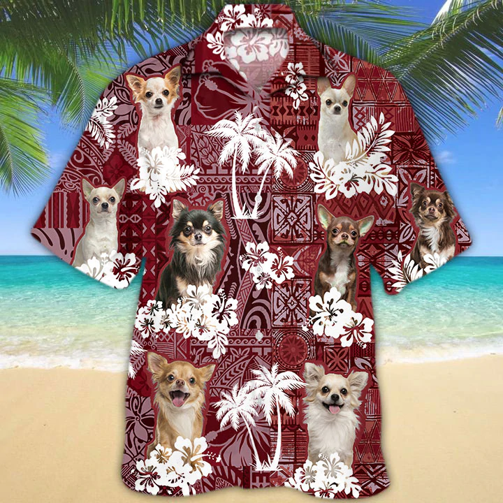 Chihuahua Red Hawaiian Shirt, Gift For Dog Lover Shirts, Animal Summer Shirts, Hawaiian Shirt Men