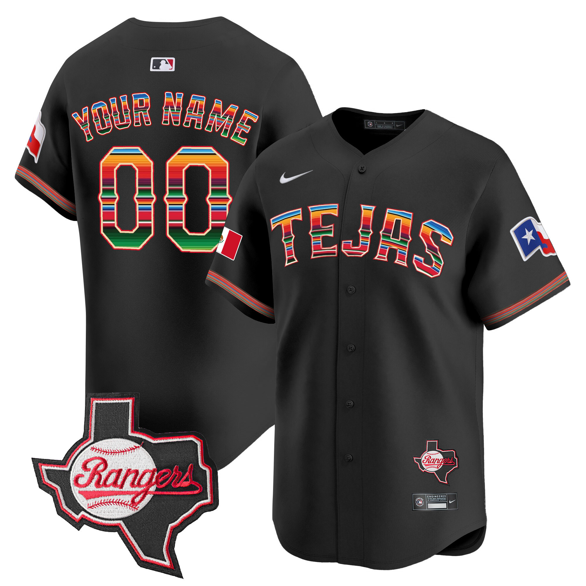 Texas Rangers Mexico Texas Patch Vapor Premier Limited Custom Jersey – All Stitched